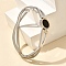 304 Stainless Steel Hinged Enamel Bangles for Women, Flat Round, Stainless Steel Color, Inner Diameter: 2-3/8x1-7/8 inch(5.9x4.8cm)