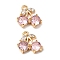 Brass Micro Pave Cubic Zirconia Pendants, Cadmium Free & Nickel Free & Lead Free, Cherry Charms, Real 18K Gold Plated, Pearl Pink, 9.5x10x3mm, Hole: 1.2mm