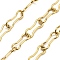 Ion Plating(IP) 304 Stainless Steel Bone Link Chains, Unwelded, with Spool, Polished, Real 18K Gold Plated, 15.5x6x1mm