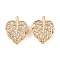 Brass Micro Pave Cubic Zirconia Multi-Strand Links, Cadmium Free & Nickel Free & Lead Free, Leaf, Real 18K Gold Plated, 14x11.5x5mm, Hole: 1.6mm