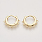 Brass Huggie Hoop Earring Findings, Nickel Free, with Horizontal Loop, Real 18K Gold Plated, 18.5x16x2.5mm, Hole: 1mm, Pin: 1mm
