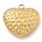 304 Stainless Steel Pendants, Heart Charm, Real 18K Gold Plated, 25x26x9mm, Hole: 3mm