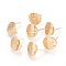 Drawbench Brass Stud Earring Findings, with Loop, Flat Round, Nickel Free, Real 18K Gold Plated, 12x1mm, Hole: 2mm, Pin: 0.5mm