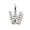 925 Sterling Silver with Cubic Zirconia Charms, Letter, Letter W, 10x6.5x1.5mm, Hole: 2.5x1.5mm