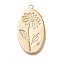 Brass Micro Pave Cubic Zirconia Pendants, Cadmium Free & Nickel Free & Lead Free, Birthday Flower Charms, September Aster, 26x14x1mm, Hole: 1.2mm
