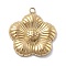 304 Stainless Steel Pendants, Flower Charm, Ion Plating(IP), Real 18K Gold Plated, 23.5x21.5x4mm, Hole: 1.6mm