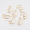 Brass Micro Pave Cubic Zirconia Charms, Moon, Clear, Real 18K Gold Plated, 15x10x2.5mm, Hole: 1mm