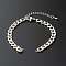 304 Stainless Steel Cuban Link Chain Bracelet, with 304 Stainless Steel Jump Rings, with Brass Chain Extender, Stainless Steel Color, 6-1/2 inch(16.5cm)