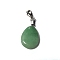 Natural Green Aventurine Pendant Decorations, with Brass Lobster Claw Clasps and Iron Findings, Teardrop, 46~48.5mm