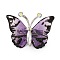 Butterfly Transparent Resin Brooch, Alloy Rhinestone Insect Brooch, Platinum, Medium Purple, 36x47mm