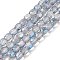 Electroplate Opaque Glass Beads, Faceted Barrel, Blue, 10x10mm, Hole: 1mm