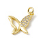 Brass Micro Pave Clear Cubic Zirconia Butterfly Charms, with Open Jump Rings, Cadmium Free & Lead Free, Real 18K Gold Plated, 13x14x2mm, Hole: 2.7mm