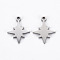 Non-Tarnish 201 Stainless Steel Charms, Cut, Star, Stainless Steel Color, 15x12x1mm, Hole: 1.4mm