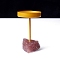 Metal Candle Holders, with Natural Strawberry Quartz Basements, Flat Round, 170x70mm
