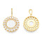 Brass Micro Pave Clear Cubic Zirconia Pendants, with Shell, Nickel Free, Real 18K Gold Plated, Flower with Saint, Creamy White, 32x30x5mm, Hole: 4x8mm