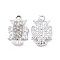 Alloy Rhinestone Pendants, Platinum Tone Owl Charms, Crystal, 15.5x9.5x2.5mm, Hole: 1.6mm