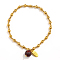 304 Stainless Steel Stretch Bracelets for Women, with 18K Gold Plated Oval Charm & Natural Red Jasper
Bead, 7-1/8 inch(18cm)