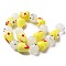 Handmade Lampwork Beads Strands, Round with Cone, Yellow, 11.5x12mm, Hole: 1mm, about 20pcs/strand, 9.84 inch(25cm)