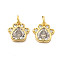 Brass Pave Cubic Zirconia Pendants, Cadmium Free & Lead Free, Paw Print Charms, with Jump Ring, Real 16K Gold Plated, 12x12x4mm, Hole: 3mm