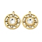 304 Stainless Steel Pendants, with Crystal Rhinestone, Flat Round Charms, Real 18K Gold Plated, 19x16.5x4mm, Hole: 1.5mm