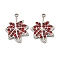 304 Stainless Steel Pendants, with Siam Rhinestone, Leaf Charms, Stainless Steel Color, 18x13.5x2mm, Hole: 1.6mm