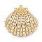 Rack Plating Brass Pendants, with ABS Plastic Pearl, Long-Lasting Plated, Lead Free & Cadmium Free, Scallop, Real 18K Gold Plated, 31x32x11mm, Hole: 1.4mm