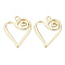 Rack Plating Alloy Pendants, Cadmium Free & Lead Free, Heart, Light Gold, 32x25x1.5mm, Hole: 2.5mm