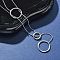 304 Stainless Steel Triple Ring Lariat Necklaces, Stainless Steel Color, 27.17 inch(69cm) Long+60mm Extender