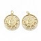 Brass Pendants, with Jump Rings, Nickel Free, Sun with Moon, Real 16K Gold Plated, 24x22x3mm, Jump Ring: 5x0.8mm, 3.4mm inner diameter
