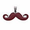 201 Stainless Steel Enamel Pendants, Museache, Brown, 16.5~17.5x39.5~40.5x2mm, Hole: 8x4mm