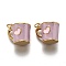 Brass Pendants, with Enamel and Jump Rings, Cup with Heart Pattern, Real 18K Gold Plated, Medium Purple, 14.5x17x13mm, Hole: 3mm