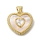 Brass Micro Pave Cubic Zirconia Pendants, Cadmium Free & Lead Free, with Shell, Heart Charms, with Jump Ring, Real 16K Gold Plated, 17.5x18x5mm, Hole: 4x3mm