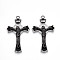 Alloy Enamel Pendants, Crucifix Cross Charm, Religion, Gunmetal & Platinum, 45x26x6mm, Hole: 2.5mm