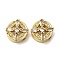 Rack Plating Brass Micro Pave Cubic Zirconia Beads, Long-Lasting Plated, Lead Free & Cadmium Free, Flat Round with Cross, Real 18K Gold Plated, 11.2x11.2x5.5mm, Hole: 1.6mm