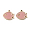 Ion Plating(IP) 316L Surgical Stainless Steel Charms, Nickel Free, with Enamel, Real 18K Gold Plated, Fish Charm, Pink, 10x12x1.5mm, Hole: 1mm