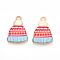 Winter Theme Printed Alloy Pendants, Lead Free & Cadmium Free & Nickel Free, Hat Charms, Golden, Salmon, 18x13x2mm, Hole: 1.6mm