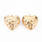 Brass Pendants, Nickel Free, Heart, Bumpy, Real 18K Gold Plated, 16.5x15x6.5mm, Hole: 2mm