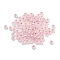 Frosted Silver Lined Glass Seed Beads, Round Hole, Round, Pink, 4x3mm, Hole: 0.8mm, 787pcs/bag