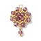 Handmade Glass Seed Beaded Flower Pendants, with 304 Stainless Steel Jump Ring and TOHO Round Seed Beads, Sienna, 30x20x4mm, Hole: 2.5mm
