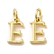 Brass Pendants, Cadmium Free & Nickel Free & Lead Free, with Jump Ring, Letter E, 10x6x1.5mm, Ring: 5x1mm, inner diameter: 3mm