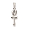 Anti-Tarnish 304 Stainless Steel Pendants, Ankh Cross Charm, Stainless Steel Color, 25x9x3.5mm, Hole: 7.5x2.5mm