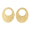 Ion Plating(IP) 304 Stainless Steel Pendants, Oval Charm, Real 18K Gold Plated, 44x35x0.9mm, Hole: 1.2mm