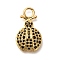 Brass Micro Pave Cubic Zirconia Pendants, Cadmium Free & Nickel Free & Lead Free, Real 18K Gold Plated, Ladybird Charms, Black, 20x12x4mm, Hole: 3mm
