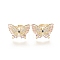 Adjustable Brass Micro Pave Cubic Zirconia Rings, Long-Lasting Plated, Butterfly, Golden, Size 7, Inner Diameter: 17mm