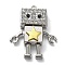 Alloy with Rhinestone Pendants, Lead Free & Cadmium Free, Robot, Platinum, 45x20x9mm, Hole: 2.8mm
