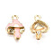 Alloy Pendants, with Enamel, Light Gold, Mushroom, PeachPuff, 16x11x3.5mm, Hole: 2mm