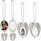 4 Sets 2 Style  Alloy Pendant Decoration Cabochon Settings, Flat Round with Wind, Platinum, 170mm, 2 sets/style