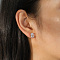 925 Sterling Silver Micro Pave Clear Cubic Zirconia Stud Earrings, Rectangle, Real 14K Gold Plated, 8.5x6.5mm