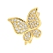 Rack Plating Brass Micro Pave Clear Cubic Zirconia Twister Clasps, Long-Lasting Plated, Lead Free & Cadmium Free, Butterfly, Real 18K Gold Plated, 18x17x8mm, Hole: 1.2mm