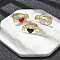 Heart with Wing Enamel Finger Rings, Brass Jewelry for Women, Long-Lasting Plated, Rack Plating, Lead Free and Cadmium Free, Real 18K Gold Plated, Mixed Color, 11.5x25mm, Inner Diameter: 16mm